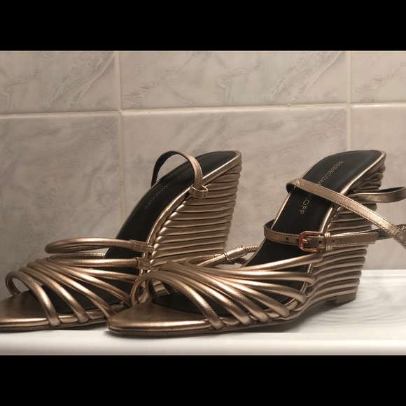 Rebecca Minkkoff size 9m sandles rose gold wedges - Picture 5 of 6